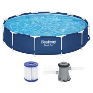 Above Ground Pool Steel Frame Filter Pump 366x76cm - Pick Me Home