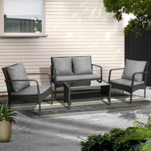 Gardeon Outdoor Sofa Set Lounge Setting Wicker Table and Chairs Garden Patio Furniture