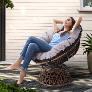 Gardeon Outdoor Chairs Outdoor Furniture Papasan Chair Wicker Patio Garden Brown