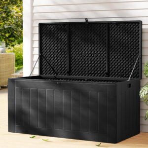 Outdoor Storage Box Lockable Bench 830L Black - Pick Me Home