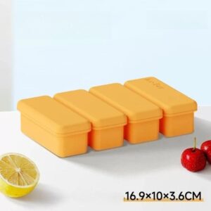 Long Ice Brick Mold, Ice Tray with Lid for Home, Food Freezing Mold—Yellow