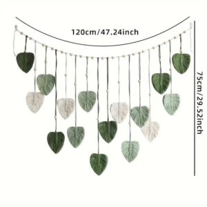 Leaf Wall Tapestry Hand-Woven Decor 120x75cm Green - Pick Me Home