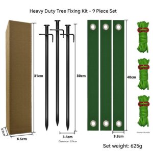 Tree Anchor Kit Ground Stakes Straps 9Pcs Black - Pick Me Home