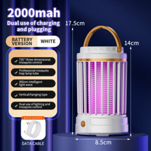 Mosquito Zapper Lamp Rechargeable 3-in-1 White - Pick Me Home
