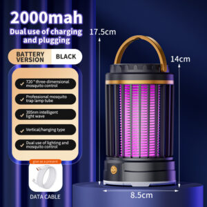 Mosquito Zapper Lamp Rechargeable 3-in-1 Black - Pick Me Home