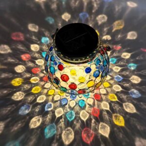 Mosaic Solar Lantern Glass Jar Light Warm - Pick Me Home