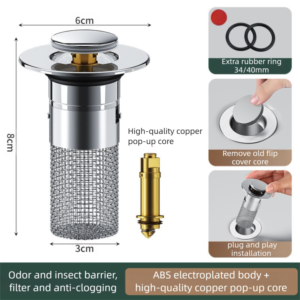 Sink Stopper Pop-Up Hair Catcher 34-40mm 2-Pack - Pick Me Home