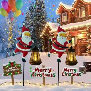 Solar Santa Garden Stake Lantern Light 82cm Warm - Pick Me Home