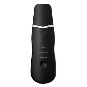 Ultrasonic Skin Scrubber Facial Spatula Blackhead Remover & Pore Cleaner with Ion EMS Lifting Mode Rechargeable Beauty Tool Black